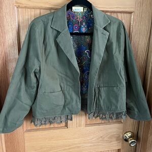 Princess Vera Wang Olive Jacket with Lace Trim